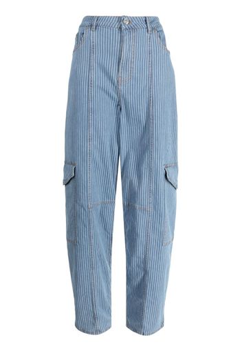 GANNI stripe-pattern cargo jeans - Blu