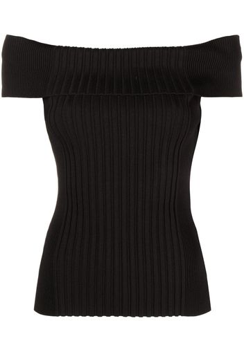 GANNI off-shoulder knitted top - Nero