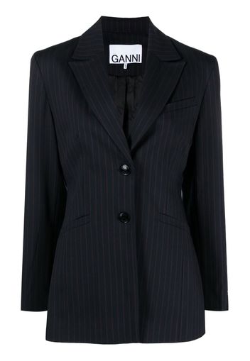 GANNI pinstripe single-breasted blazer - Nero