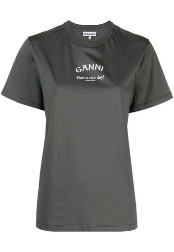 GANNI logo-print cotton T-shirt - Grigio