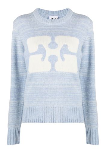 GANNI intarsia-knit logo jumper - Blu