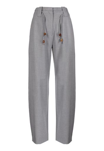 GANNI drawstring-waist straight-leg trousers - Grigio