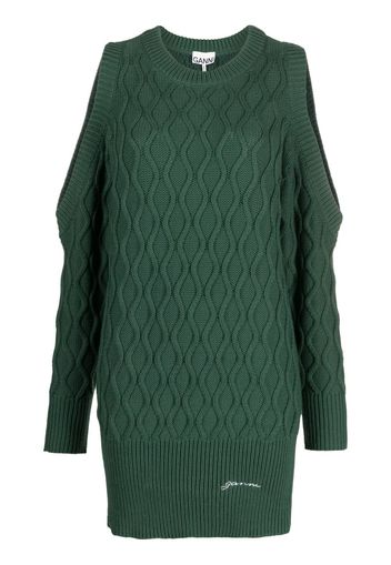 GANNI cold-shoulder knitted dress - Verde