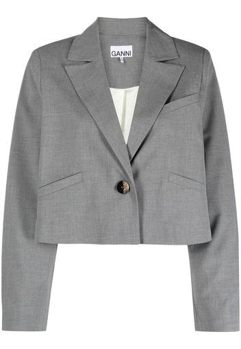 GANNI single-breasted cropped jacket - Grigio