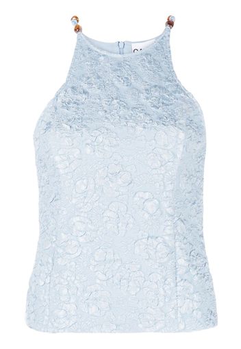 GANNI floral-jacquard tank top - Blu