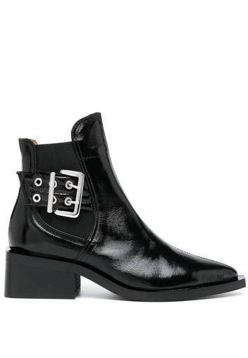 GANNI 45mm buckle-detail leather boots - Nero