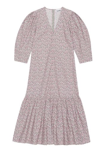 GANNI floral-print organic cotton dress - Grigio