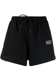 GANNI logo-embroidered cotton shorts - Nero