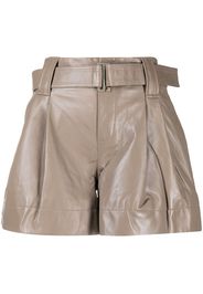 GANNI belted pleat-detail shorts - Toni neutri