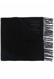 GANNI recycled wool-blend fringe scarf - Nero