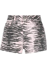 GANNI tiger-stripe denim shorts - Viola