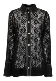 GANNI lace long-sleeve shirt - Nero