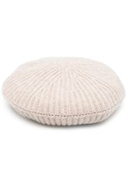 GANNI logo-patch ribbed-knit beret - Toni neutri