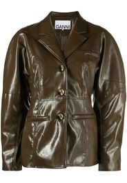 GANNI faux-leather single-breasted jacket - Marrone