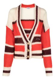 GANNI striped V-neck cardigan - Toni neutri