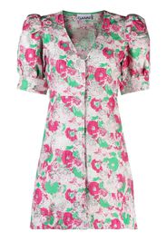 GANNI floral-print short-sleeve dress - Rosa