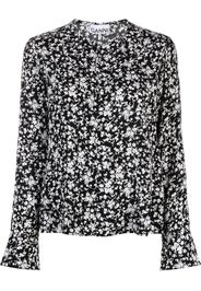 GANNI floral-print crepe blouse - Nero