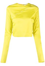 GANNI crew-neck long-sleeved blouse - Giallo