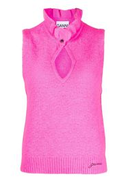 GANNI cut-out detail knitted top - Rosa