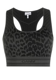 GANNI leopard-print racerback bralette - Nero