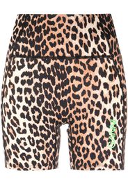 GANNI leopard-print cycling shorts - Marrone