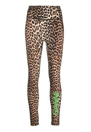 GANNI leopard-print high-waisted leggings - Marrone