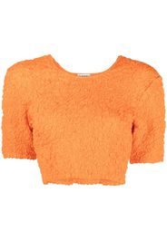 GANNI shirred organic cotton crop top - Arancione