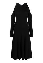 GANNI Melange off-shoulder open-back midi dress - Nero