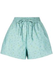 GANNI floral-print flared shorts - Blu