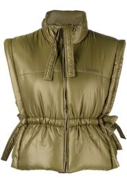 GANNI logo-embroidered padded gilet - Verde