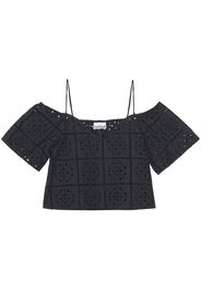 GANNI broderie anglaise cropped top - Nero