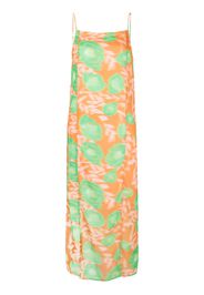 GANNI floral-print slip dress - Arancione