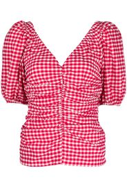 GANNI check-print V-neck blouse - Rosa