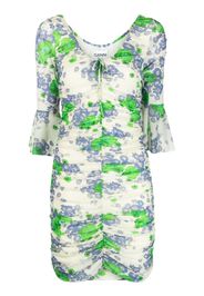 GANNI floral-print ruched minidress - Toni neutri