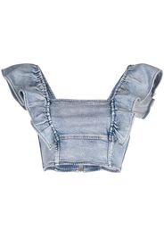 GANNI denim cropped top - Blu