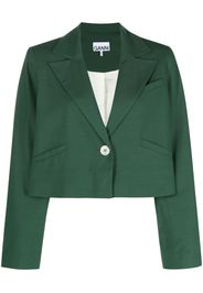 GANNI single-breasted cropped blazer - Verde