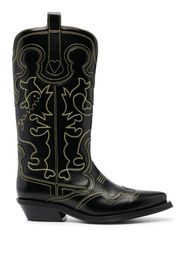 GANNI 45mm western leather boots - Nero