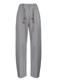 GANNI drawstring-waist straight-leg trousers - Grigio