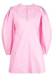 GANNI puff-sleeves organic cotton minidress - Rosa