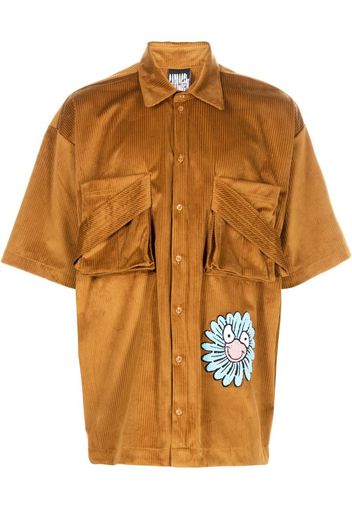 Garbage Tv floral-embroidery short-sleeve shirt - Marrone