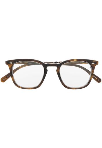 Garrett Leight Occhiali squadrati con effetto tartarugato - Marrone