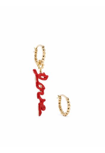 Gaya 18kt yellow gold mini love charm hoop earrings - Oro