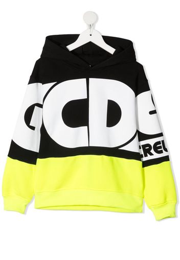 Gcds Kids logo colour-block hoodie - Nero