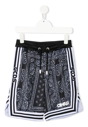 Gcds Kids bandana print shorts - Nero