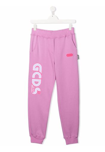 Gcds Kids TEEN embroidered logo track pants - Viola