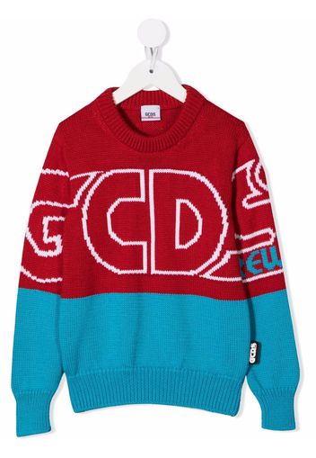 Gcds Kids two-tone logo-print jumper - Rosso