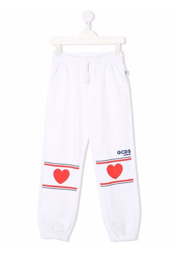 Gcds Kids heart-print detail trousers - Bianco