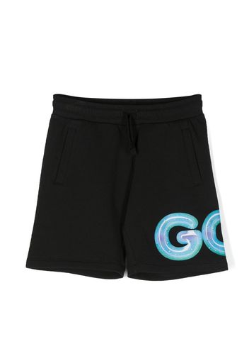 Gcds Kids logo-print track shorts - Nero