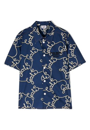 Gcds Kids logo-print short-sleeved shirt - Blu