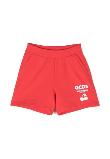 Gcds Kids logo-print track shorts - Rosso